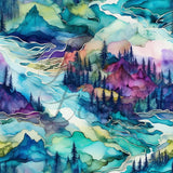 Poncho Paysage de Montagne Abstrait