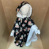 Poncho Floral Géo Noir