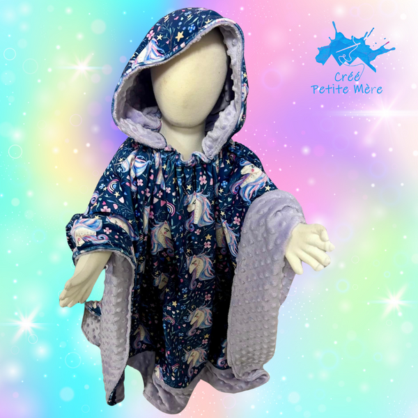 Poncho Licorne & Fleur Navy