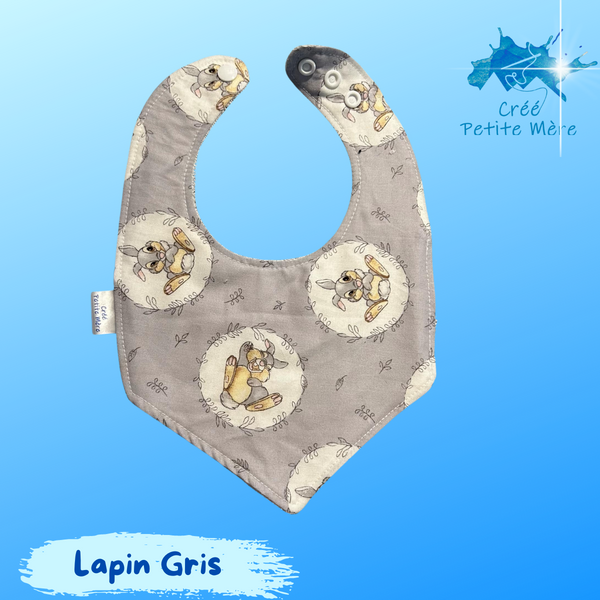 Bavoir Lapin Gris