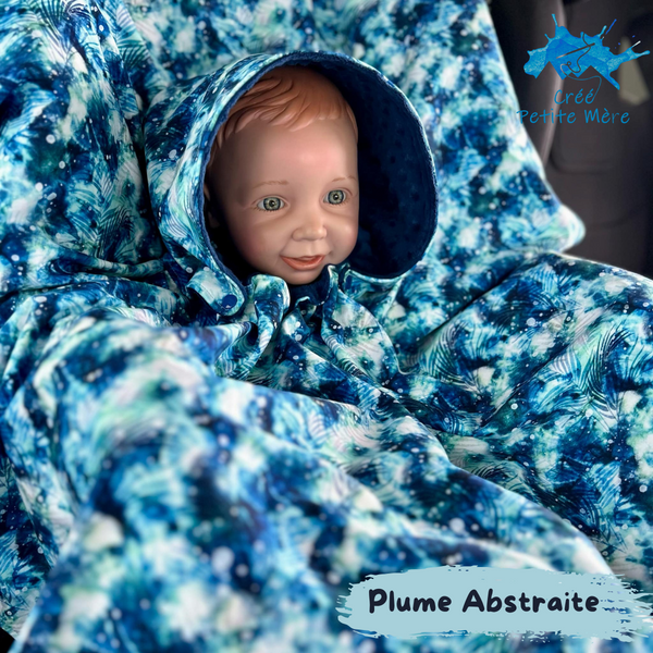 Poncho Softshell Plume Abstraite + Capuchon Amovible