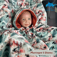 Poncho Softshell Montagne & Oiseau + Capuchon Amovible