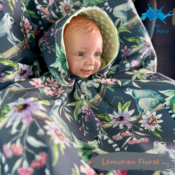 Poncho Softshell Lémurien Floral + Capuchon Amovible