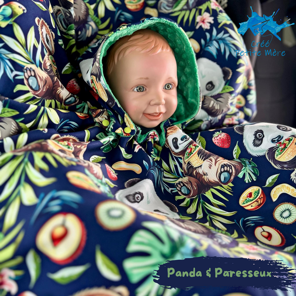 Poncho Softshell Panda & Paresseux + Capuchon Amovible