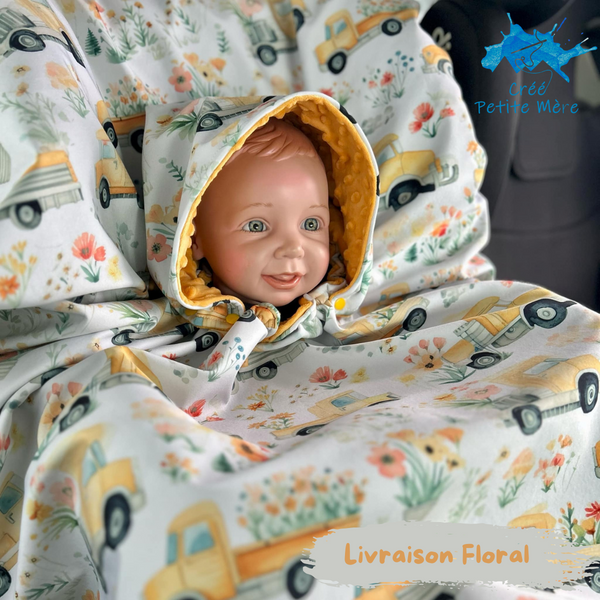 Poncho Softshell Livraison Floral + Capuchon Amovible