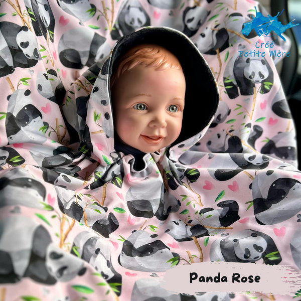 Poncho Softshell Panda Rose + Capuchon Amovible