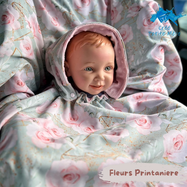 Poncho Softshell Fleurs Printanière  + Capuchon Amovible