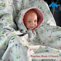 Poncho Softshell Papillon Rose & Fleurs + Capuchon Amovible