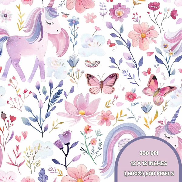 Poncho Licorne, Fleurs & Papillon